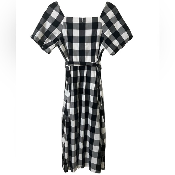 Talbots NWOT zinnia gingham fit & flare poplin midi dress in black white - Picture 5 of 13